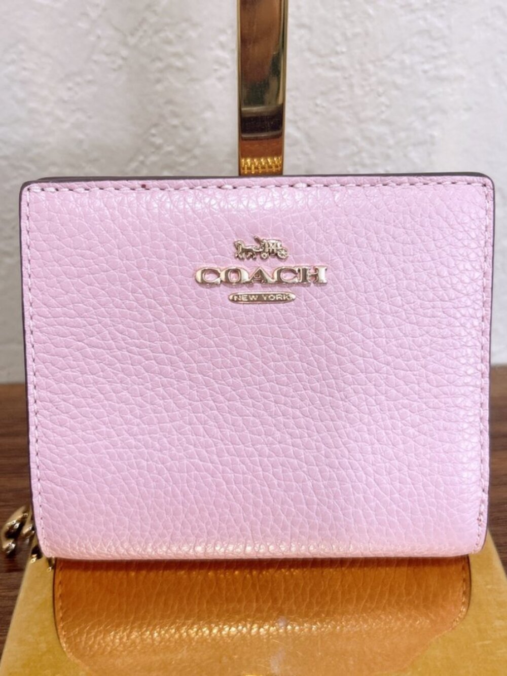 NWT Coach Snap Wallet leather C2826 gold/carnation